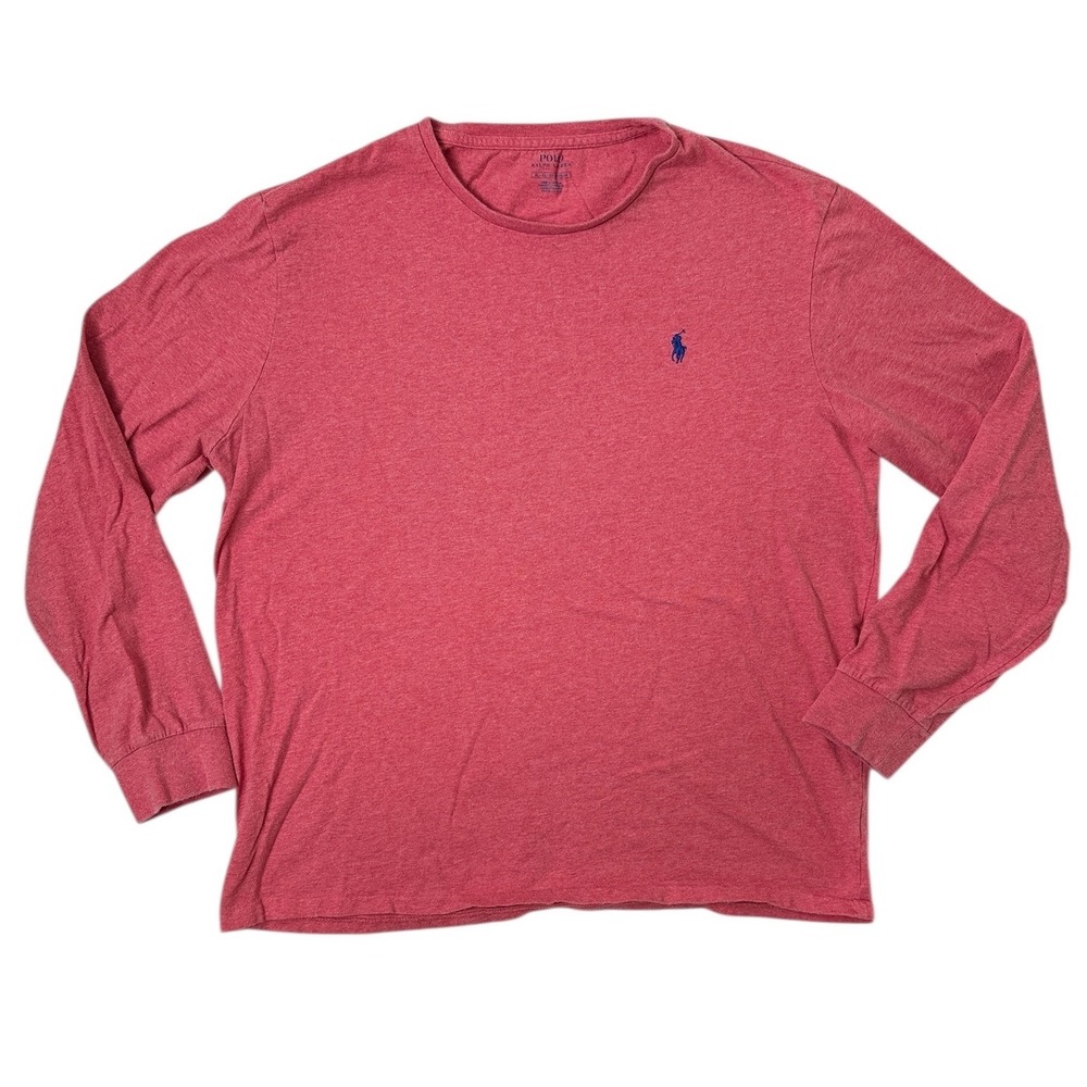Polo Ralph Lauren Mens XL Long Sleeve T-Shirt Red‎ Heathered Casual Pony Logo